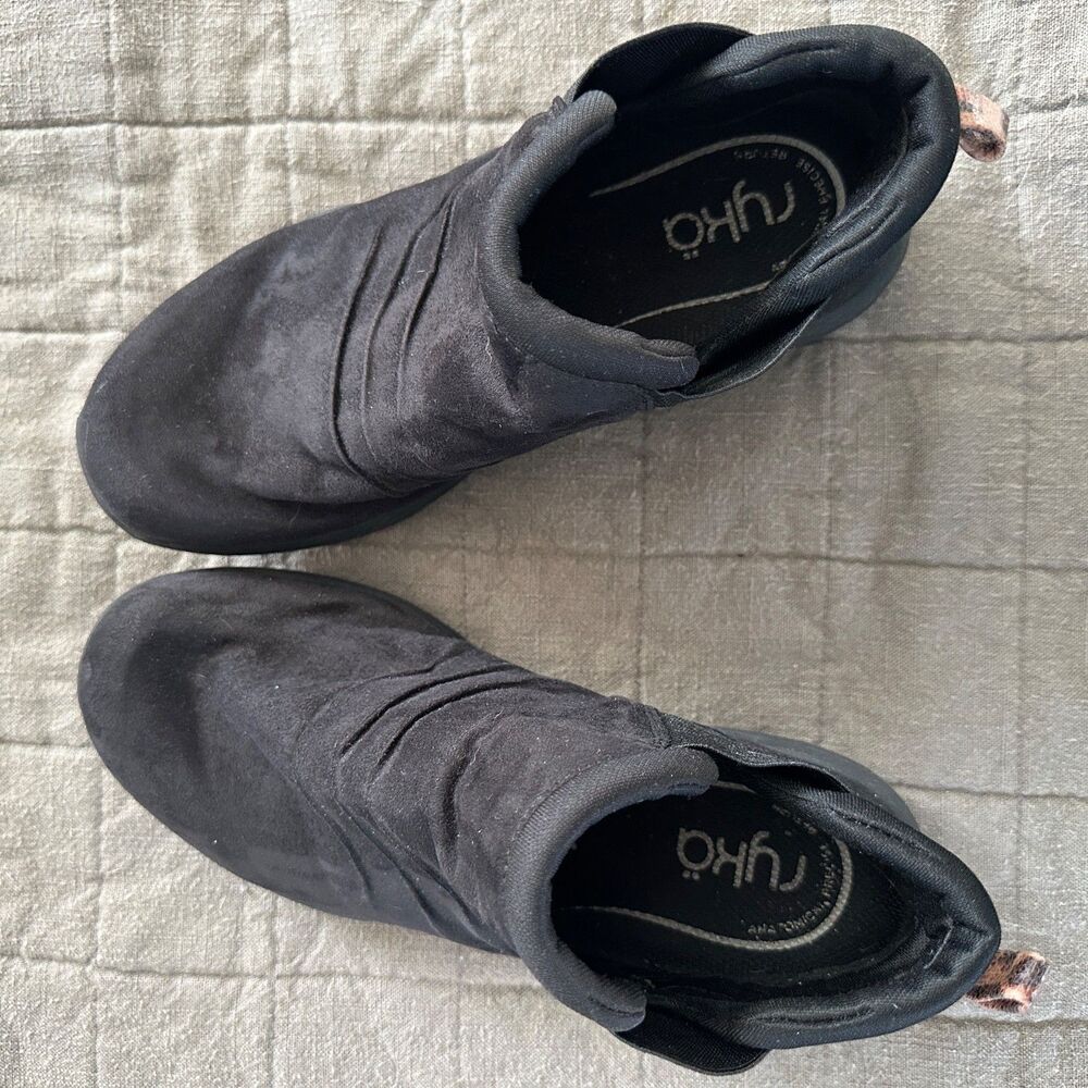 ryka niah black slip on ankle boots 8.5w comfort walking casual athleisure wide - Picture 3 of 8